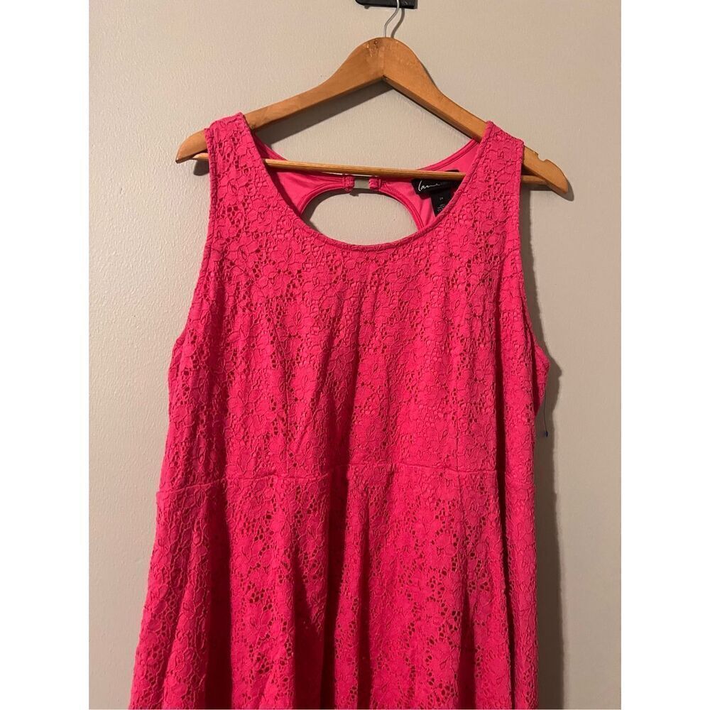 Lane Bryant Plus Size 24 Fit & Flare Lace Dress Pink Sleeveless Preppy Summer - Picture 4 of 6